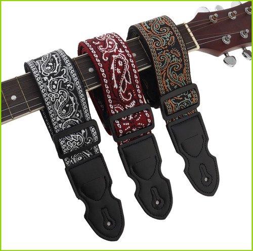 Retro embroidery guitar strap - retro,