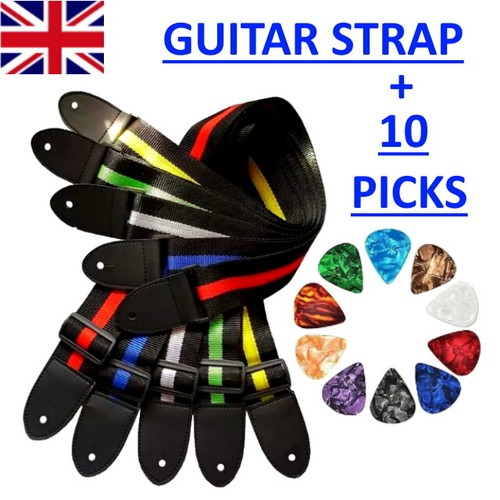 Black striped guitar strap - uk,
